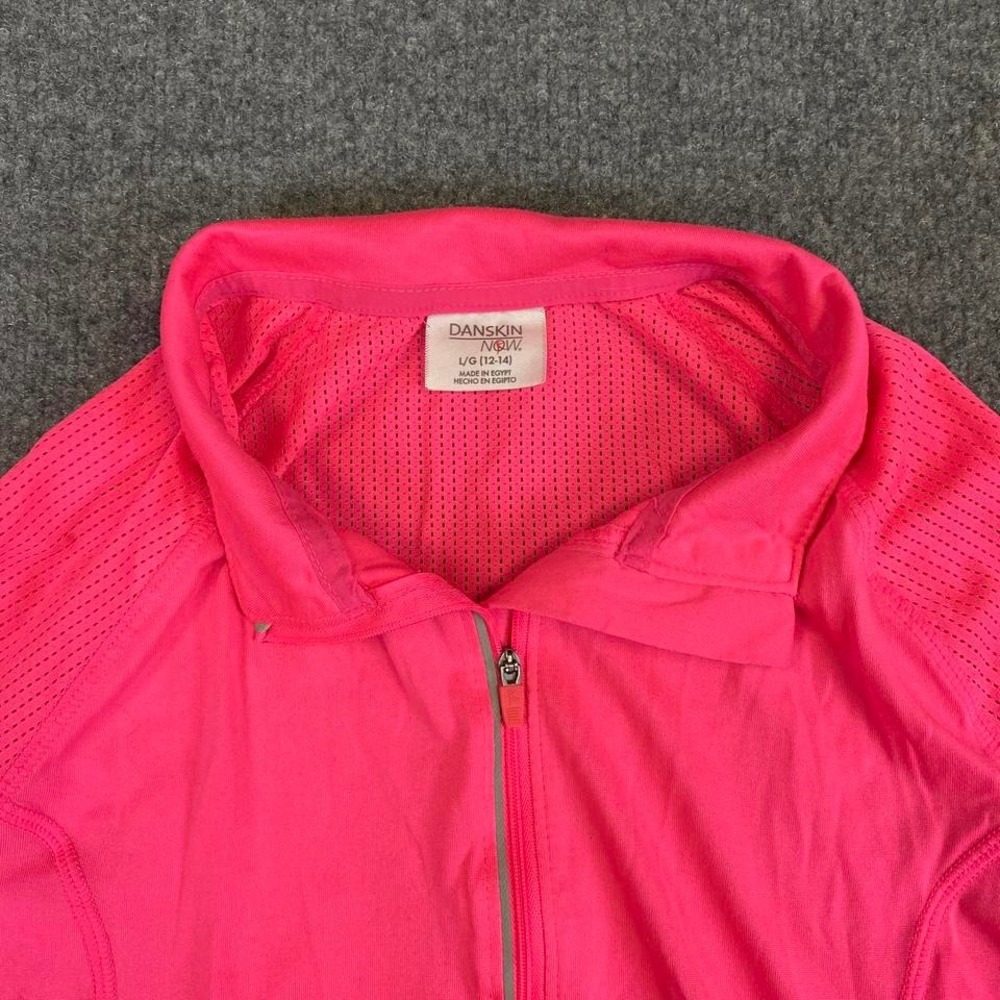 Danskin Now L Athletic 1/4 zip Hot Pink long sleeve top Vented Sleeves‎